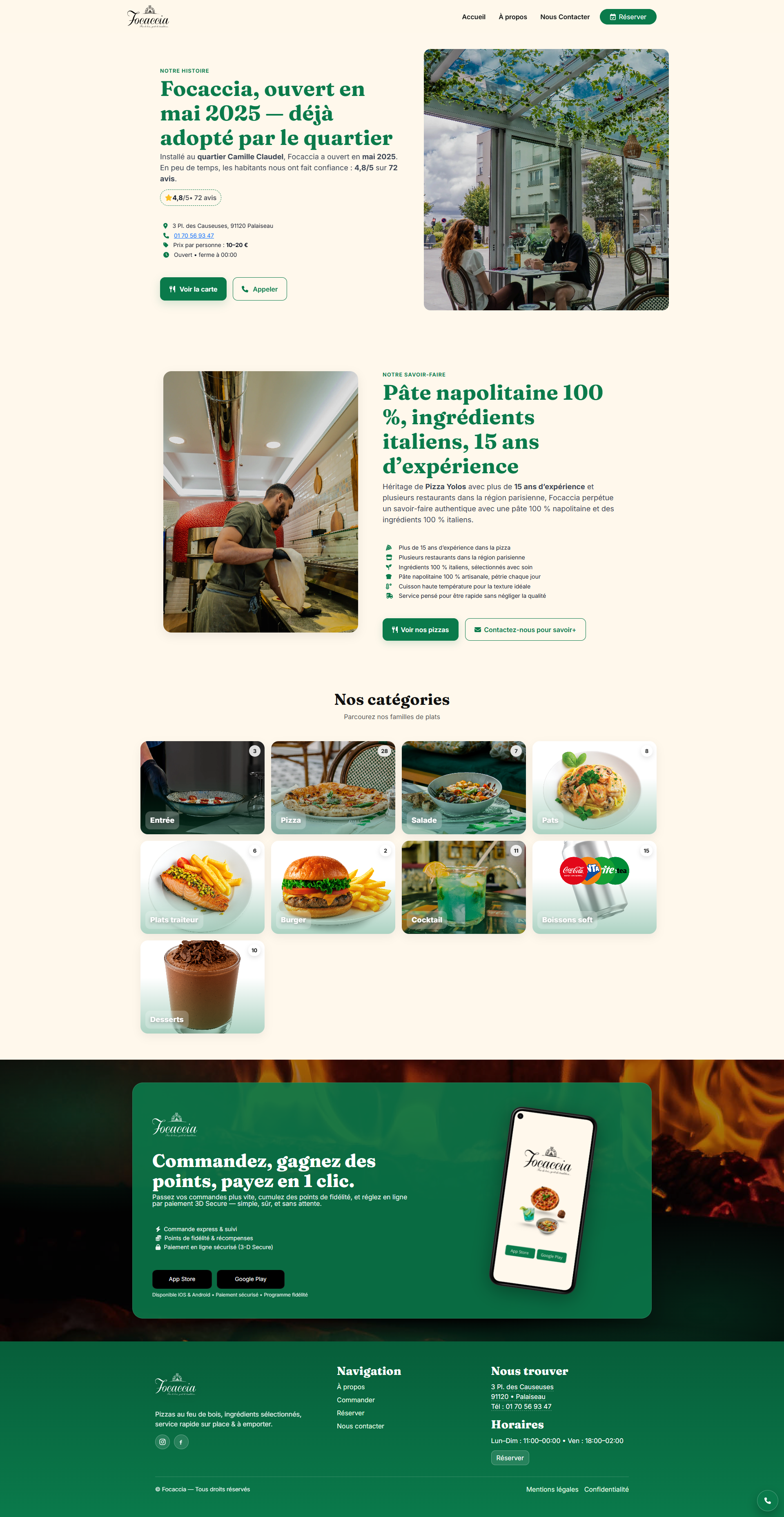 Focaccia Palaiseau — Site de réservation & back-office restaurant